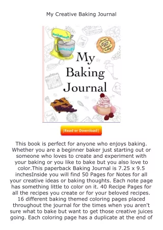 free read (✔️pdf❤️) My Creative Baking Journal