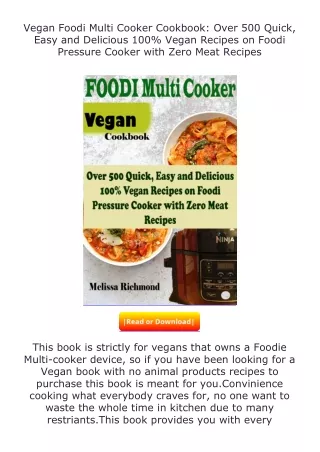 [PDF]❤READ⚡ Vegan Foodi Multi Cooker Cookbook: Over 500 Quick, Easy and Del