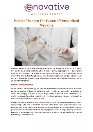 Peptide Therapy: The Future of Personalized Medicine