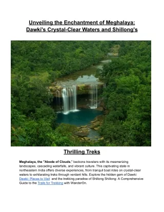 Unveiling the Enchantment of Meghalaya_ Dawki's Crystal-Clear Waters and Shillong's Thrilling Treks