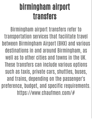 birmingham airport transfers
