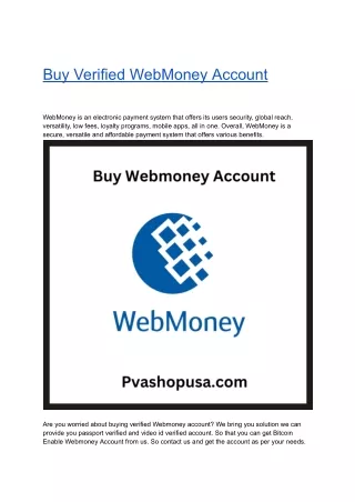 Buy Verified Webmoney Accounts Secure Your ...2024