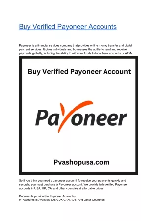Buy Verified Payoneer Account - High Quality Bank Accounts