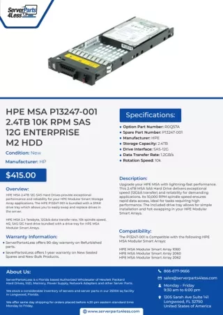 HPE MSA P13247-001 2.4TB 10k RPM SAS 12G Enterprise M2 HDD