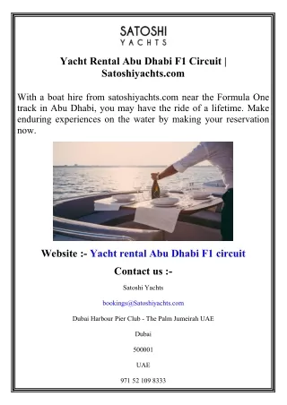 Yacht Rental Abu Dhabi F1 Circuit   Satoshiyachts.com