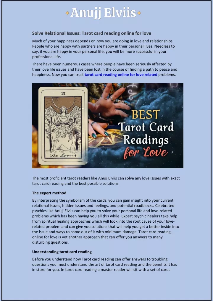 solve relational issues tarot card reading online