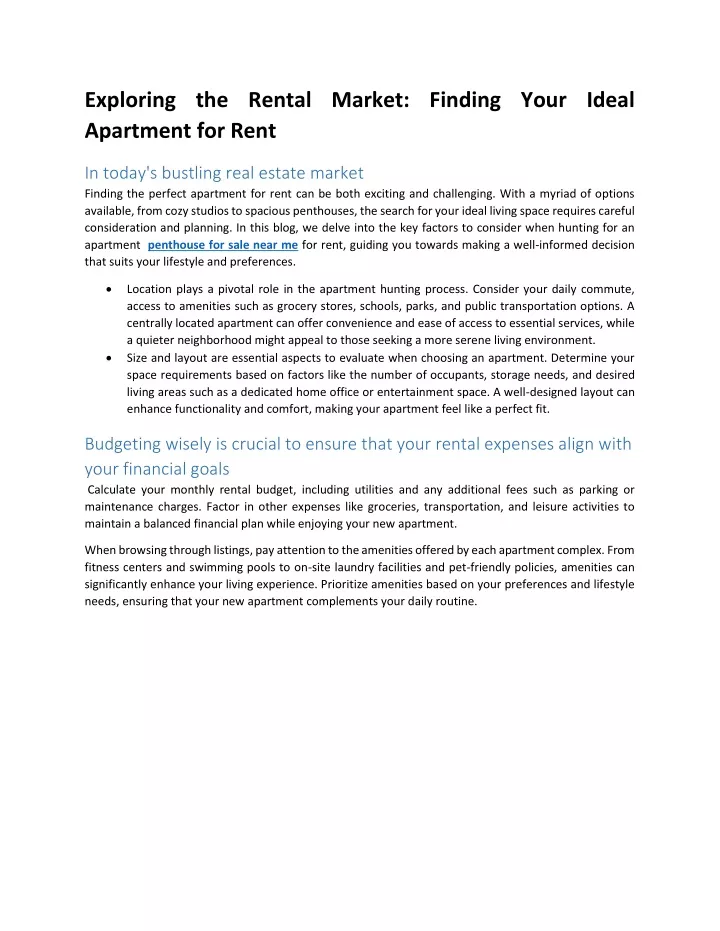 exploring the rental market finding your ideal