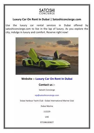 Luxury Car On Rent In Dubai   Satoshiconcierge.com