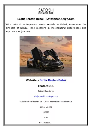 Exotic Rentals Dubai   Satoshiconcierge.com