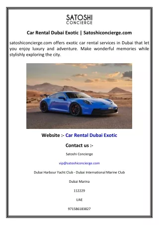 Car Rental Dubai Exotic   Satoshiconcierge.com