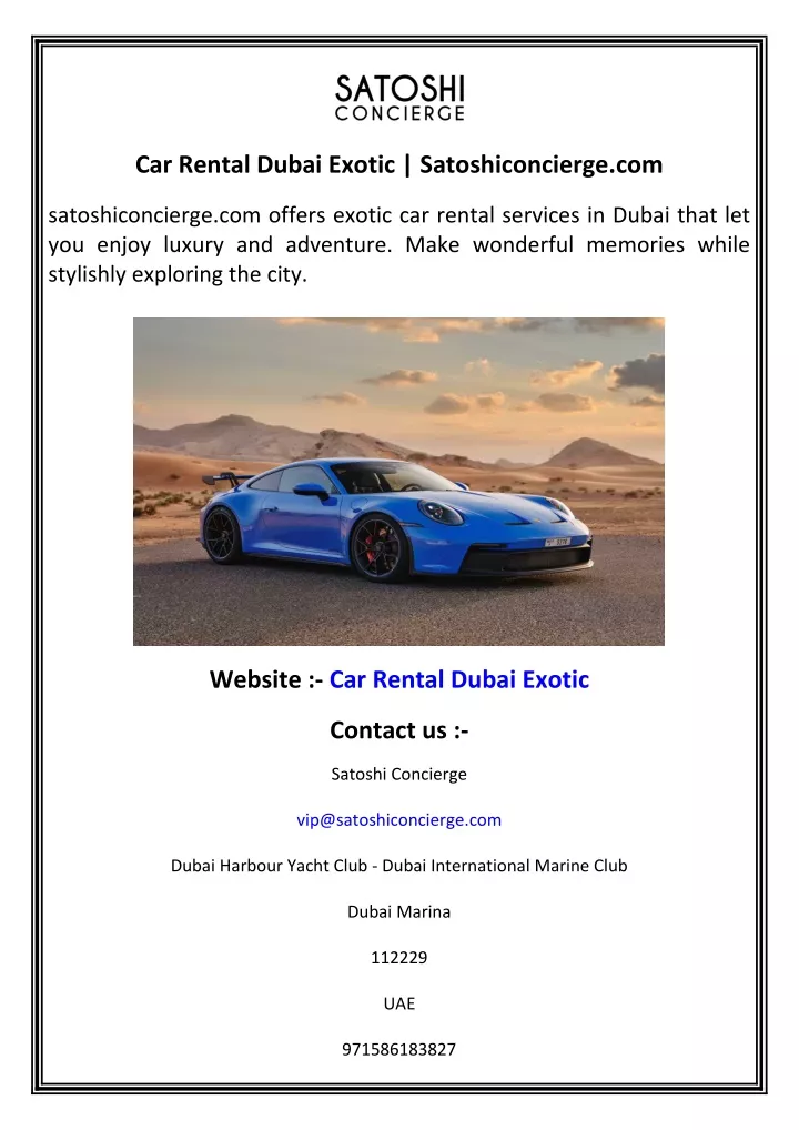 car rental dubai exotic satoshiconcierge com