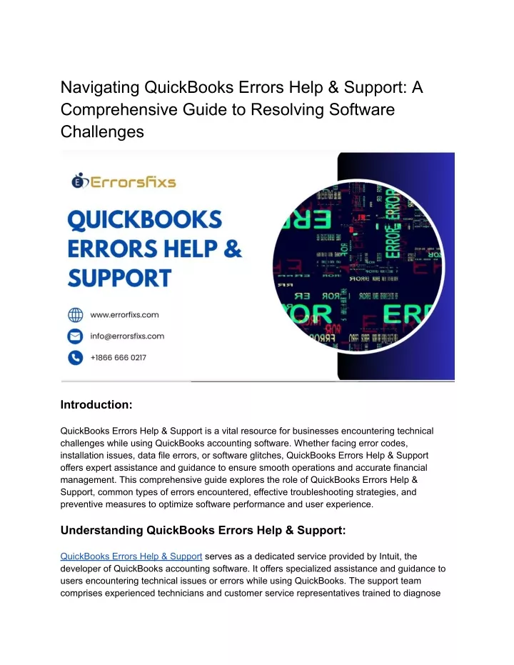 navigating quickbooks errors help support