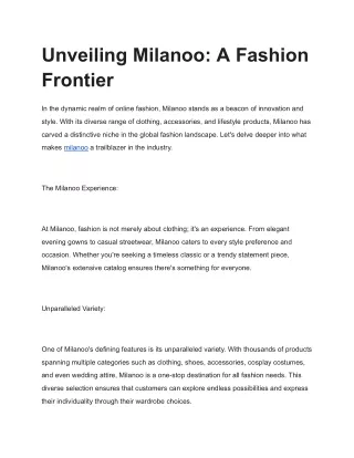 Unveiling Milanoo_ A Fashion Frontier