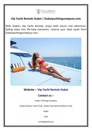 Vip Yacht Rentals Dubai   Dubaiyachtingcompany.com