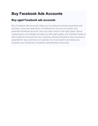 Buy Facebook Ads Accounts