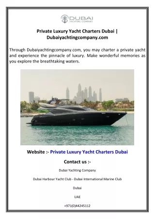 Private Luxury Yacht Charters Dubai   Dubaiyachtingcompany.com