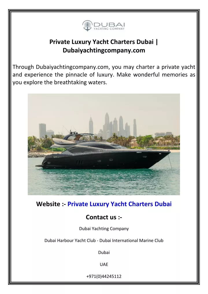private luxury yacht charters dubai