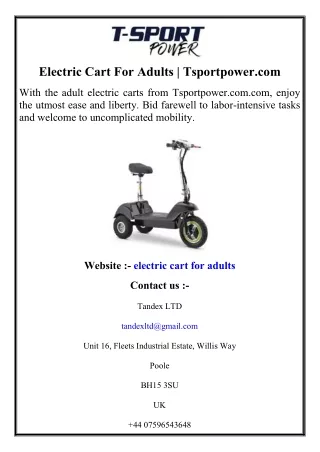 Electric Cart For Adults  Tsportpower.com