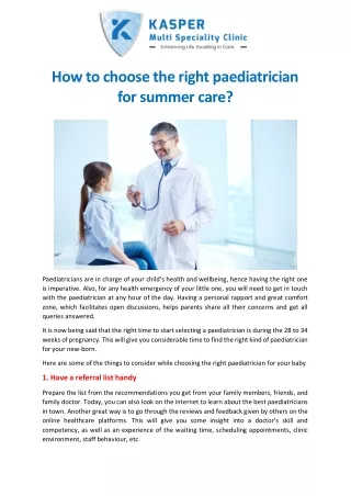 How to choose the right pediatrician for summer care