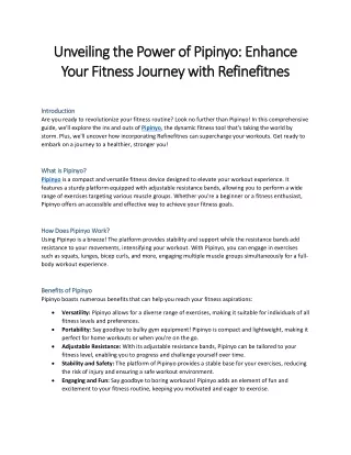 Unveiling the Power of Pipinyo: Enhance Your Fitness Journey with Refinefitnes