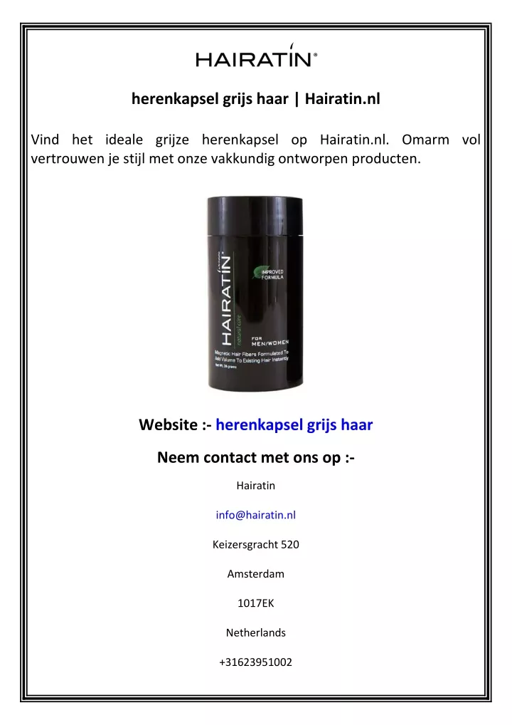 herenkapsel grijs haar hairatin nl