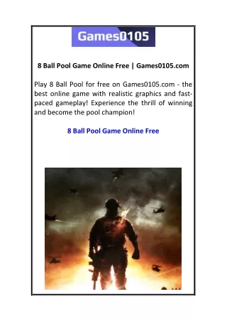 8 Ball Pool Game Online Free  Games0105.com 3