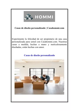 Casas de diseño personalizado | Casahommi.com