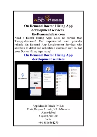 On Demand Doctor Hiring App development services  theDemandideas.com