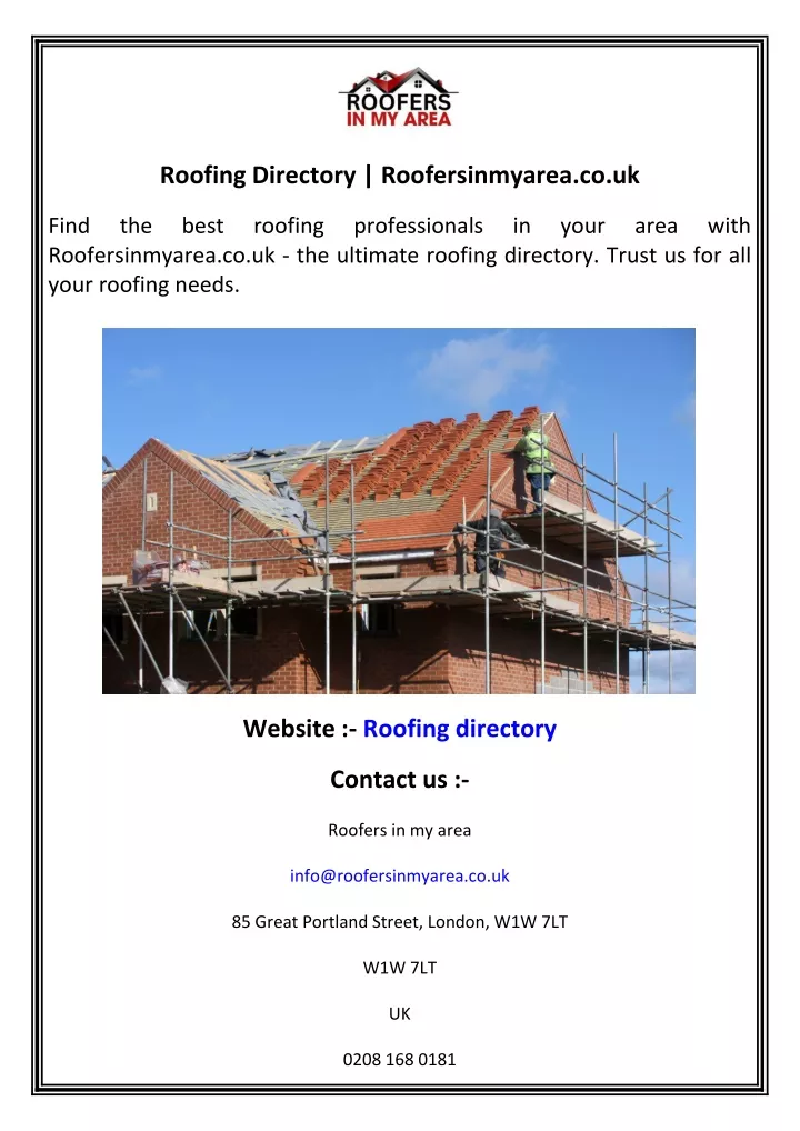 roofing directory roofersinmyarea co uk