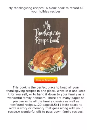 Download⚡ My thanksgiving recipes: A blank book to record all your holiday