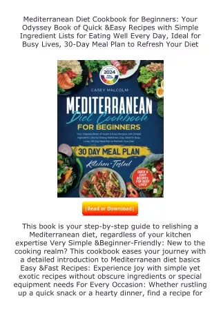 ❤PDF⚡ Mediterranean Diet Cookbook for Beginners: Your Odyssey Book of Quick