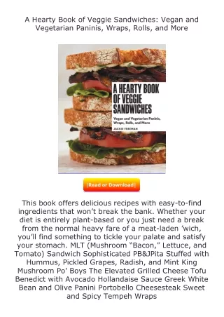 [READ]⚡PDF✔ A Hearty Book of Veggie Sandwiches: Vegan and Vegetarian Panini