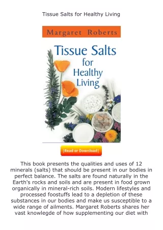 Download⚡ Tissue Salts for Healthy Living