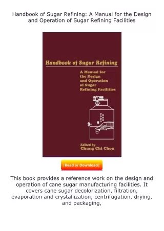 Download⚡(PDF)❤ Handbook of Sugar Refining: A Manual for the Design and Ope