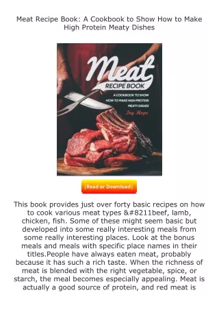 PDF✔Download❤ Meat Recipe Book: A Cookbook to Show How to Make High Protein