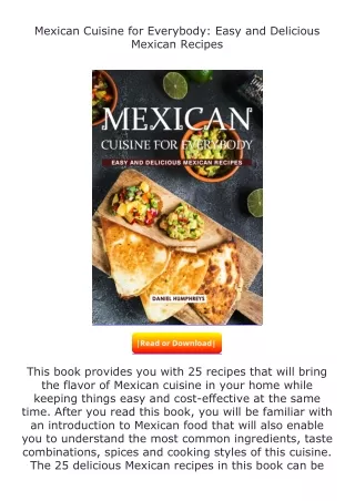Download⚡PDF❤ Mexican Cuisine for Everybody: Easy and Delicious Mexican Rec