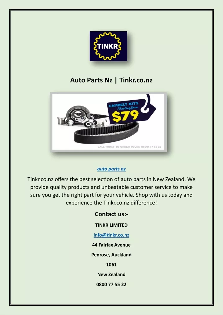 auto parts nz tinkr co nz