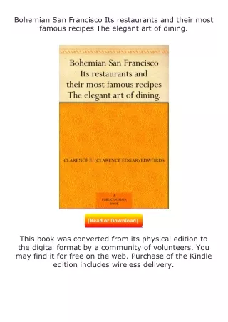 read ❤️(✔️pdf✔️) Bohemian San Francisco Its restaurants and their most famo