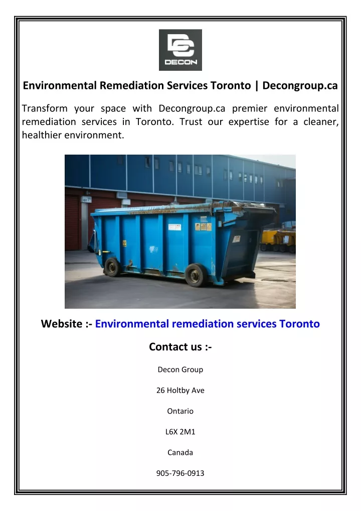environmental remediation services toronto