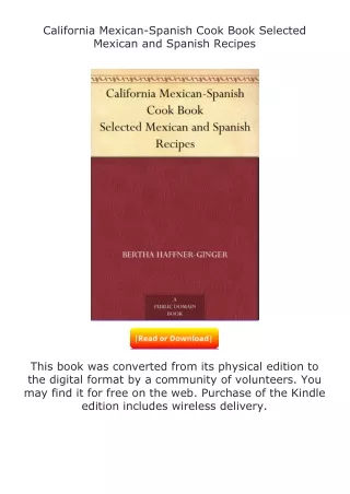 (❤️pdf)full✔download California Mexican-Spanish Cook Book Selected Mexican