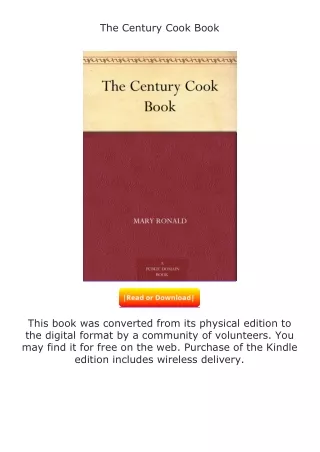 [PDF]❤READ⚡ The Century Cook Book