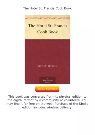 [READ]⚡PDF✔ The Hotel St. Francis Cook Book