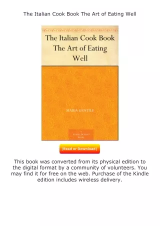 Download❤[READ]✔ The Italian Cook Book The Art of Eating Well