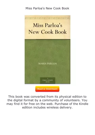 Download⚡(PDF)❤ Miss Parloa's New Cook Book