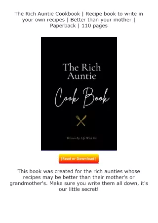 Download⚡PDF❤ The Rich Auntie Cookbook | Recipe book to write in your own r