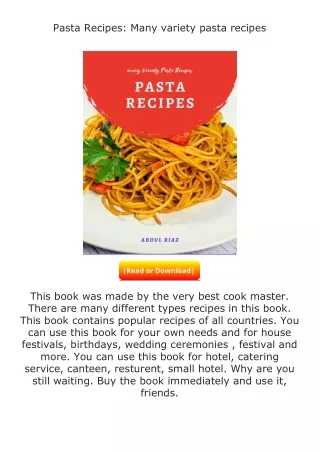 ❤PDF⚡ Pasta Recipes: Many variety pasta recipes
