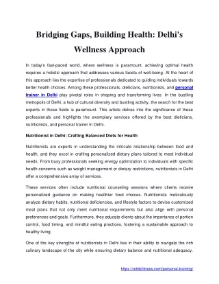 Bridging Gaps, Building Health_Delhi's Wellness Approach