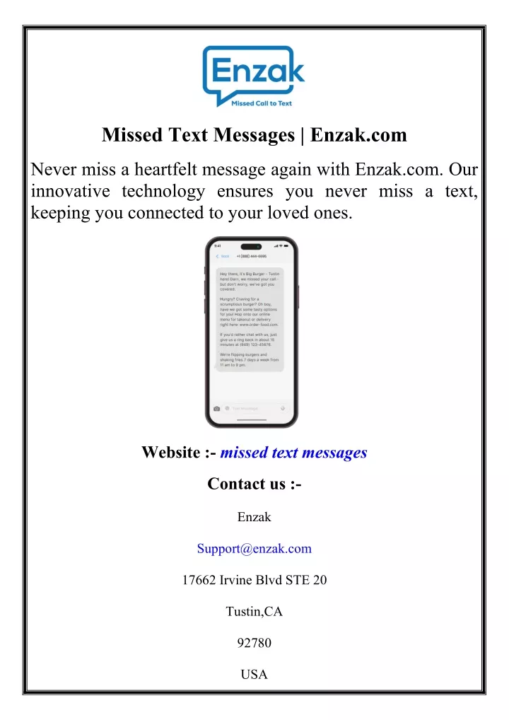 missed text messages enzak com