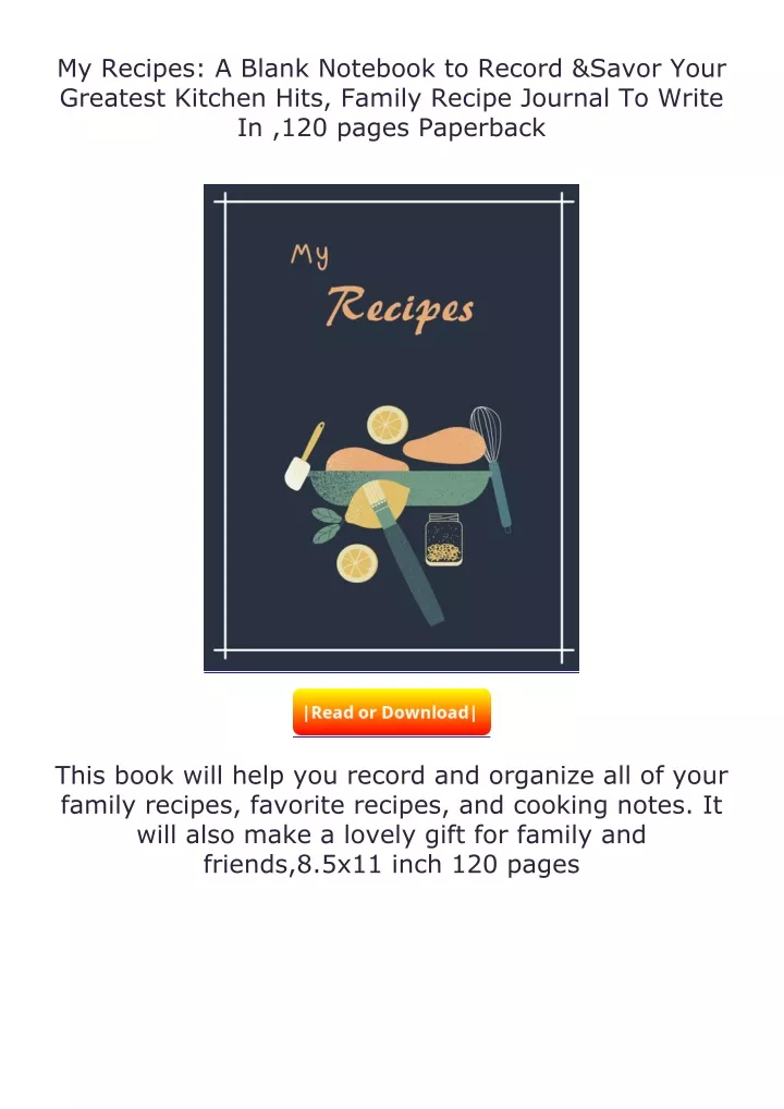 my recipes a blank notebook to record savor your