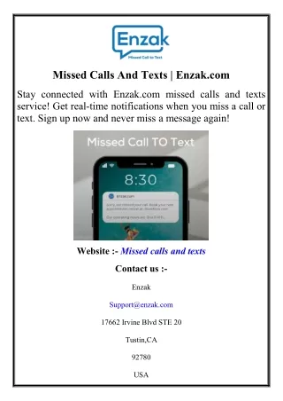 Missed Calls And Texts  Enzak.com